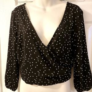 MIND CODE STAR PRINT TIE BACK BLOUSE